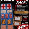 Promotional poster for Jamie's Premium Quality Butchers advertising a World Cup BBQ Pack with assorted frozen meats and wings on display.